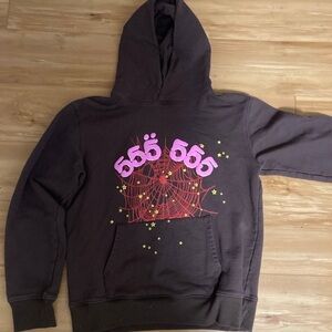 Sp5der Angel number brown hoodie